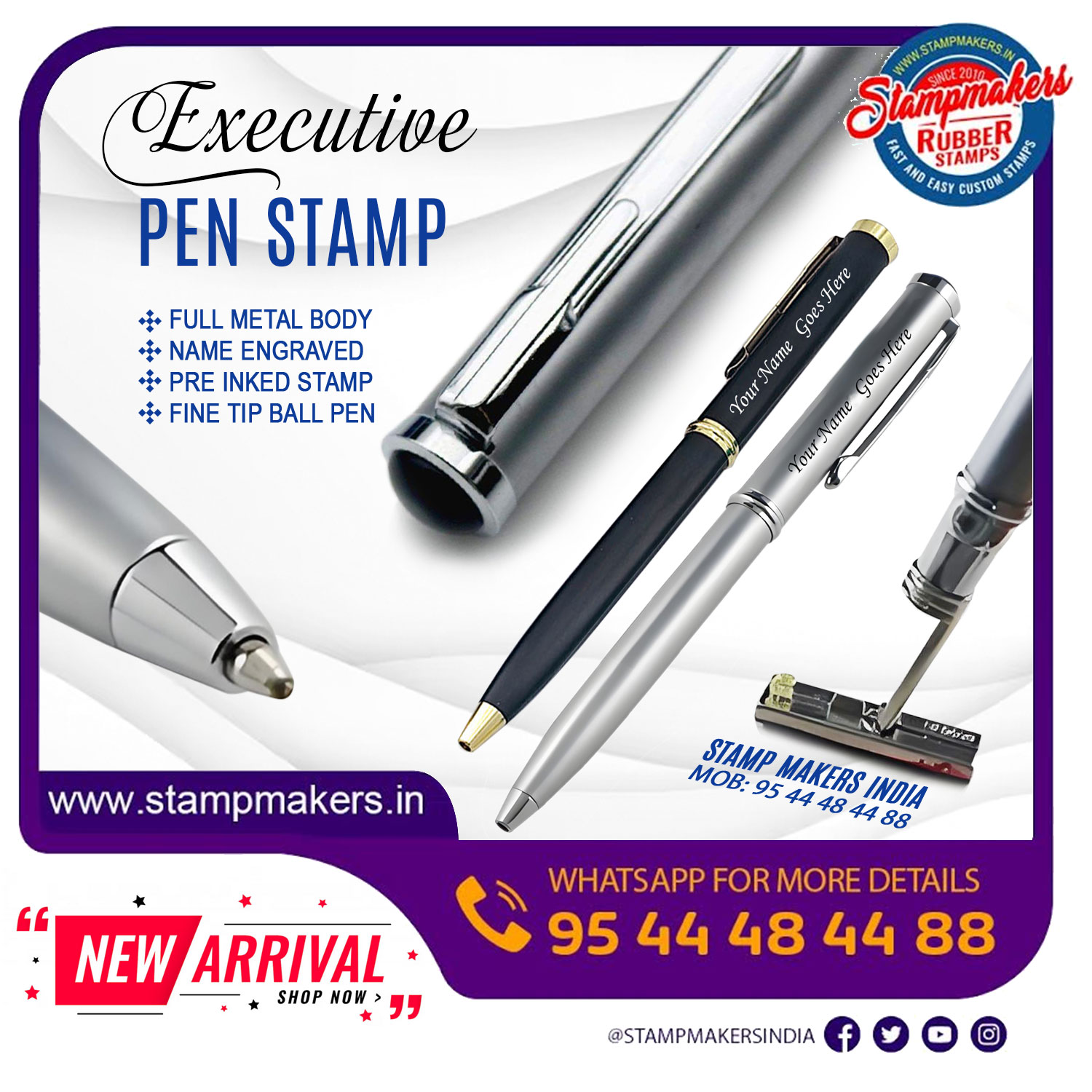 Customised Pen Stamp with name engraved